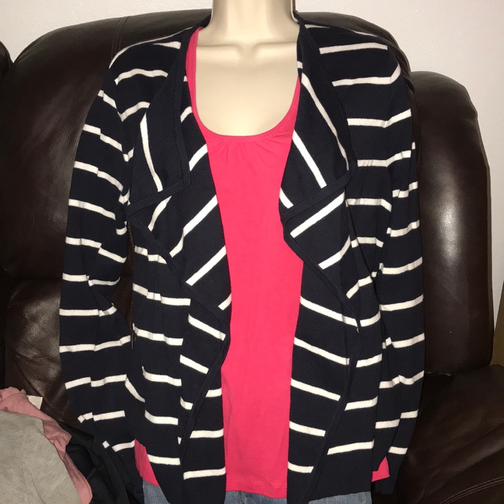 Black and white striped cardigan